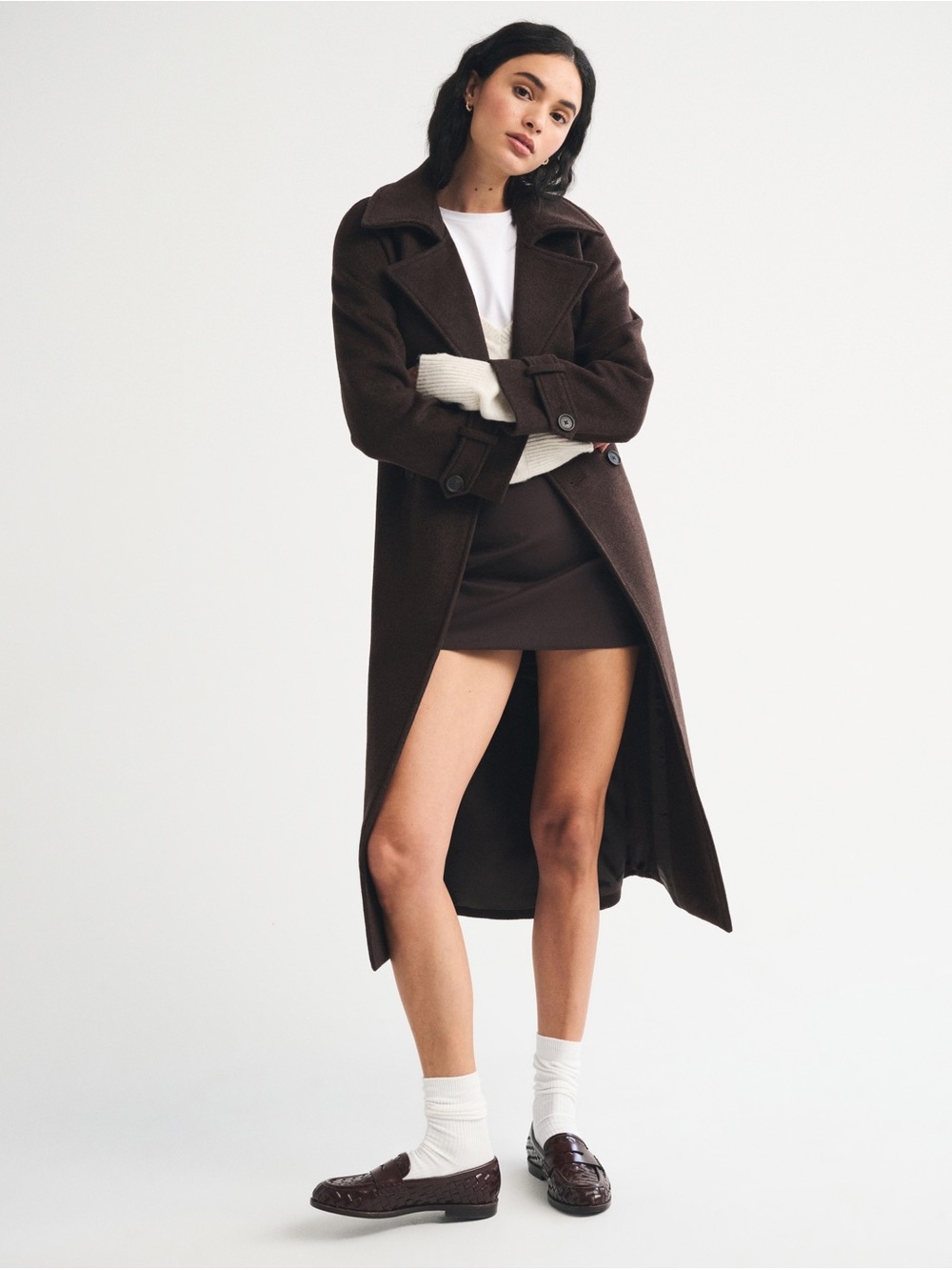Abercrombie Brown Wool Trench Coat